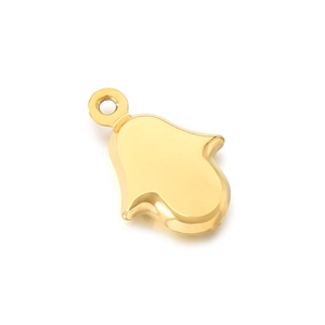 Polished golden stainless steel Hamsa hand charm for DIY jewelry making accessories
