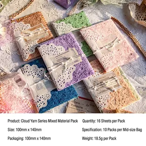 Retro Story textured paper and lace material pack for DIY scrapbooking and crafts