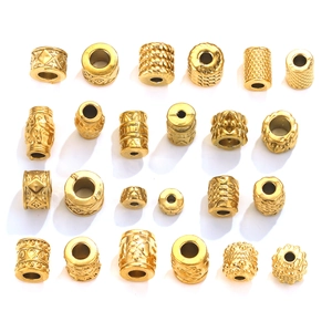 Stainless Steel Spacer Beads Vintage Embossed Geometric Pattern DIY Jewelry Making Accessories For Handcrafted Bracelet Necklace