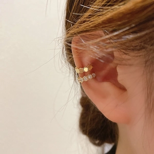 Ear Cuffs En Cuivre Plaqué Or Pour Femmes Non Percées Hexagone Nid Abeille Zircon Boucles Oreilles Clip Minimalistes