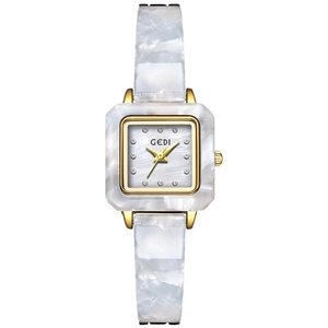 GEDI quadratische Armbanduhr mit Marmortextur und Goldgehäuse für Damen im Retro-Stil