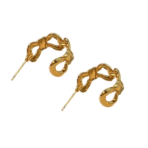 Polished 18K gold plated stainless steel C-shape bow earrings for a minimalist look