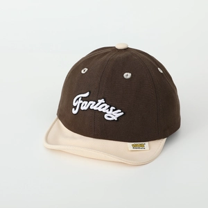 Close-up of cotton baby baseball cap with Fantasy embroidery and bicolor contrast design