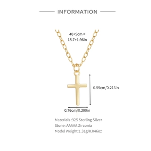 Detail specifications of 925 silver gold cross necklace with AAAAA zircon stones