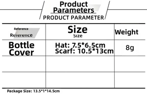 Detailed size chart for Christmas wine bottle cover hat and scarf decorations