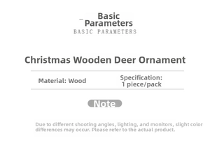 Detailed specifications table for wooden Christmas reindeer desk ornaments in 1 piece pack