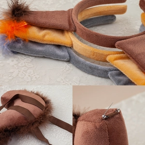 Cute plush squirrel ears headband and tail set for Halloween animal cosplay costume