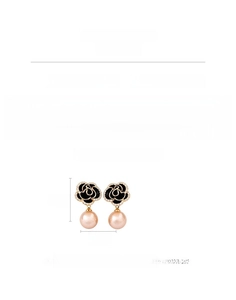 Details zu Blumenohrringen mit Maßen 2,5x1,5cm und 7,2g Gewicht mit rosa Perle