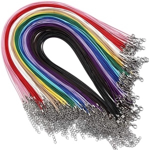 Lot de colliers en cordon ciré DIY multicolores avec fermoir mousqueton et chaînette