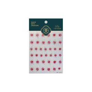 Gothic style nail art stickers with red hearts and silver patterns in M-884 packaging