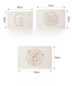 Detailed size comparison chart for large food-grade silicone pastry mats with dimensions