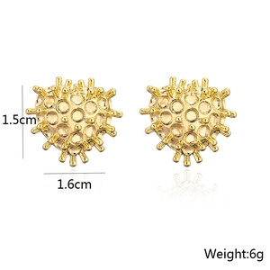 18K gold plated heart stud earrings with textured dotted design and 1.5cm dimension