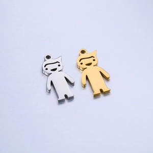 Polished stainless steel boy and girl shaped pendants in gold and silver finish