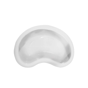 Detalle del molde de silicona blanca en forma de riñón para bandeja de resina y yeso