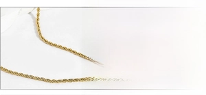 Detailed macro view of gold-plated stainless steel rope chain with eco-vacuum plating