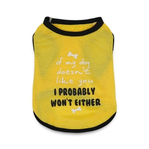 Gilet en maille jaune respirant pour animaux avec slogan humoristique et motif d'os