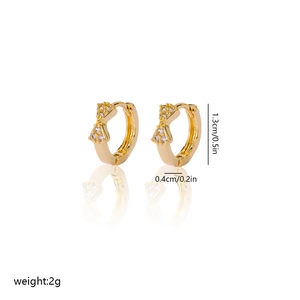 Detailed dimensions of gold bow-shaped cubic zirconia earrings with size and weight specs