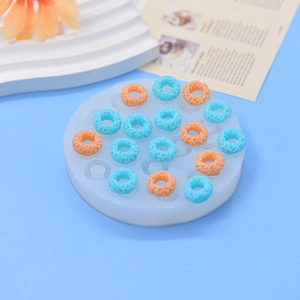 Mini doughnut silicone mold for 15 cavities, perfect for DIY resin and candle crafts