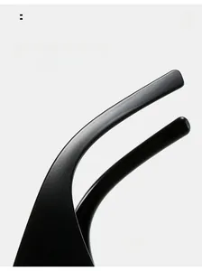 Macro detail of ergonomic curved mirror legs on rectangle sunglasses for comfort