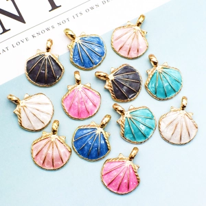 Bunte Legierung Emaille Muschel Anhänger Vergoldet Scallop Pendants Für DIY Schmuckherstellung Halskette Armband Ohrring Zubehör