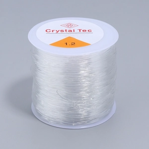Detail view of 1.2mm clear elastic crystal cord for DIY jewelry making and beading
