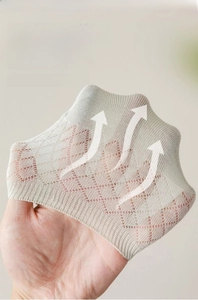 Detail view of breathable mesh ankle socks with diamond pattern for summer comfort