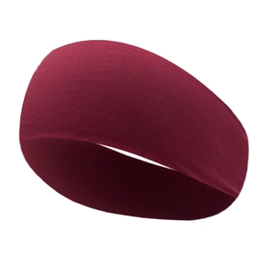 Close-up of the burgundy elastic sports headband with high-density knit texture