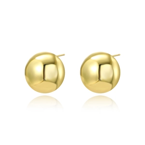 Minimalist 18K gold plated spherical stud earrings with polished geometric finish