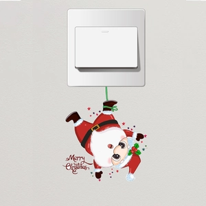 Christmas Santa Claus wall sticker with Merry Christmas text for light switch decoration