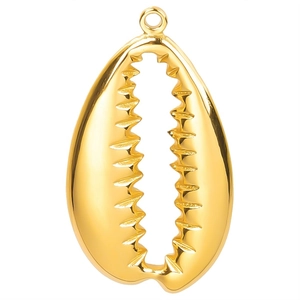 Minimalist 18k gold plated stainless steel shell pendant necklace for DIY jewelry making