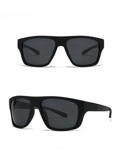 Front and side view of classic black polarized sunglasses with durable frames for men