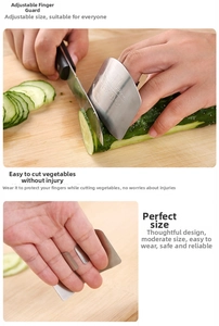 Adjustable stainless steel finger guard for safe vegetable slicing and kitchen protection
