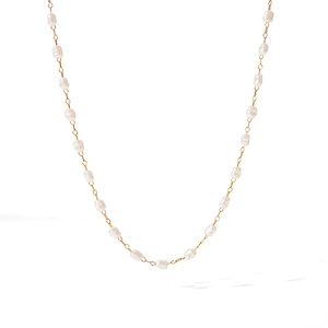 French vintage 18K gold plated stainless steel necklace with irregular white pearls