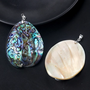 Large Natural Abalone Shell Pendant With Metal Bail Iridescent Rainbow Teardrop Charm For DIY Necklace Making