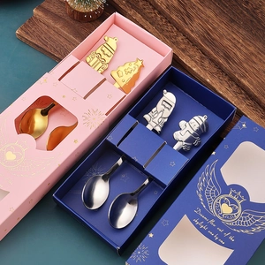 Christmas stainless steel cutlery set with Santa Claus and snowman handles in gift boxes