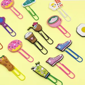Creative cartoon paper clips with colorful PVC food and drink shapes for stationery