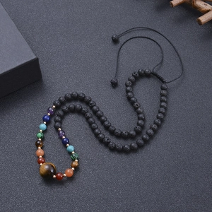 Collier Perles Pierre Naturelle Sept Chakra Pierre De Lave Diffuseur Huile Essentielle Oeil De Tigre Yoga Bijoux Ajustable