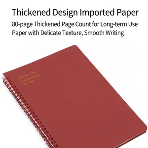 A5 Morandi red spiral notebook with 80 thickened pages and premium smooth paper