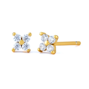 S925 silver needle clover flower earrings with brilliant micro-set cubic zirconia