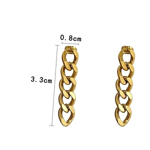 Gold stainless steel chain tassel earrings with dimensions 3.3cm height and 0.8cm width