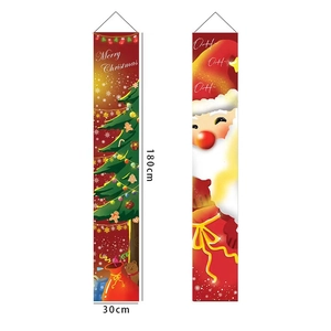 Christmas nutcracker banners with Santa and tree motifs, 180x30cm festive decor