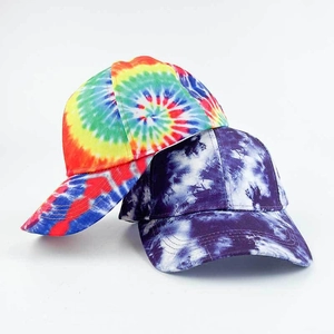 Rainbow and purple tie-dye baseball caps for hip-hop style with sun protection