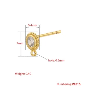 Base per orecchini a perno con zirconi e anello per creazione di gioielli fai-da-te