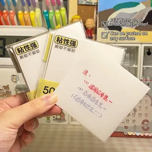 Transparent Sticky Notes Waterproof PET Clear Self Adhesive Removable Memo Pads For Book Annotation School Office Supplies