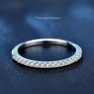 Moissanite Half Eternity Ring 925 Sterling Silver Minimalist Stackable Band Jewelry For Women Anniversary Wedding