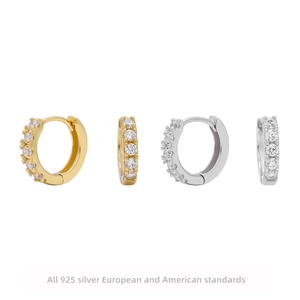 925 Sterling Silver Huggie Hoop Earrings for Women Luxurious Pave Zirconia Minimalist Daily Fashion Jewelry Earrings