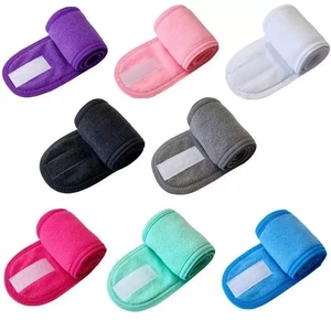 Microfiber Spa Headband Wristbands Adjustable Velcro Face Washing Makeup Skincare Soft Plush Hair Band For Women