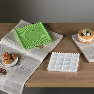 Moule plateau carré festonné avec relief pour assiette de rangement en plâtre DIY