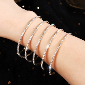 Elegant 5-piece bridal crystal tennis bracelet set with gold plating and cubic zirconia