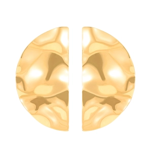 Minimalist gold dome earrings with handmade hammered texture in polished metal finish